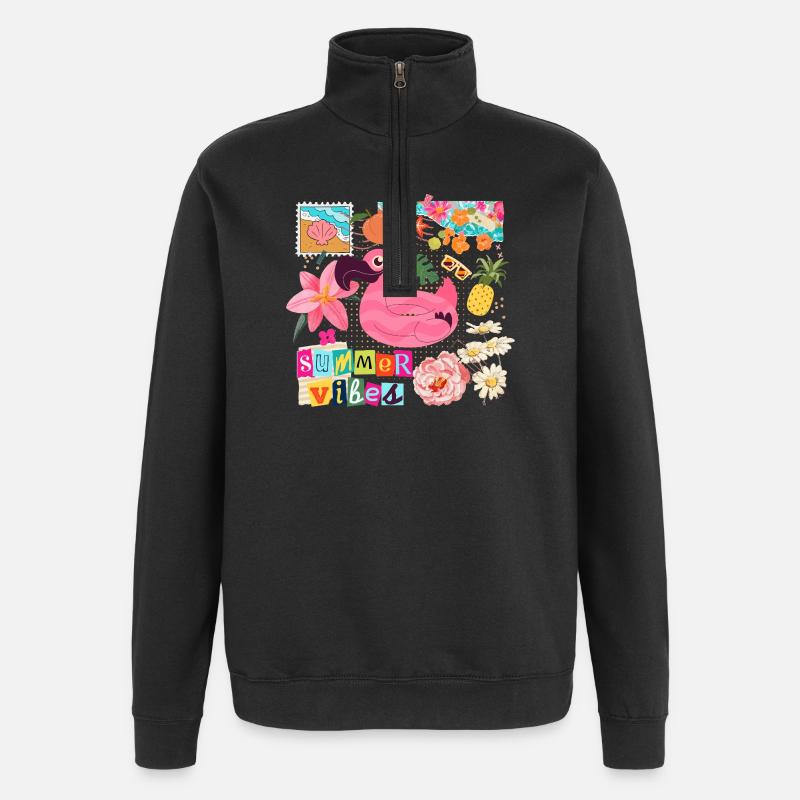 Funky Summer - Quarter-Zip-Sweatshirt - Schwarz