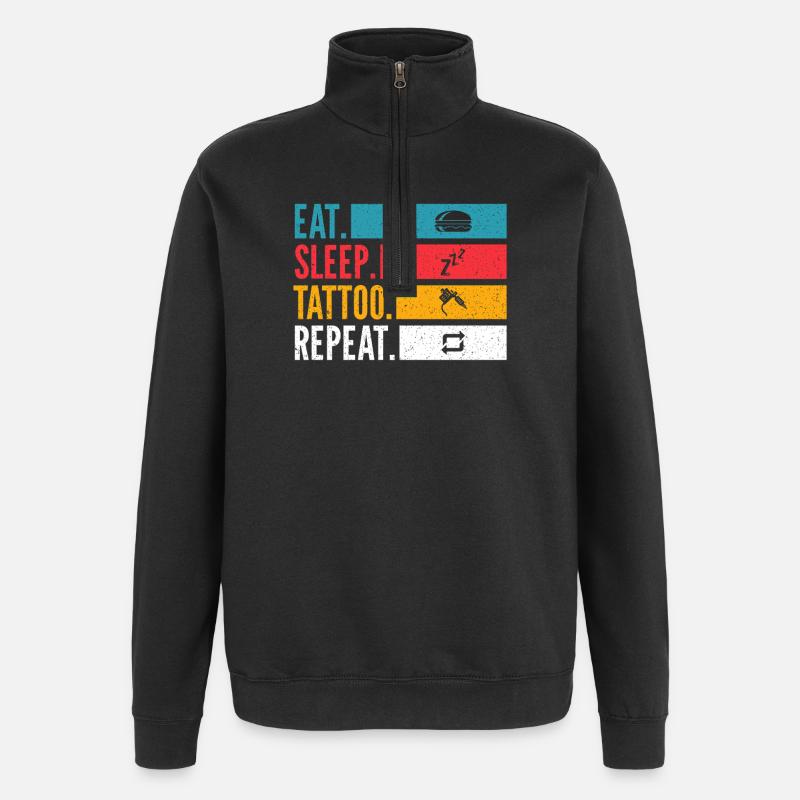 Eat Sleep Tattoo Repeat Ink Style - Quarter-Zip Sweatshirt - black