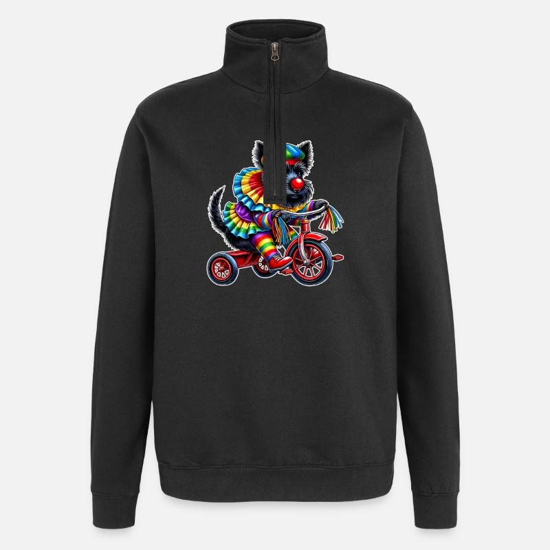 Clown Terrier auf Dreirad - Quarter-Zip-Sweatshirt - Schwarz