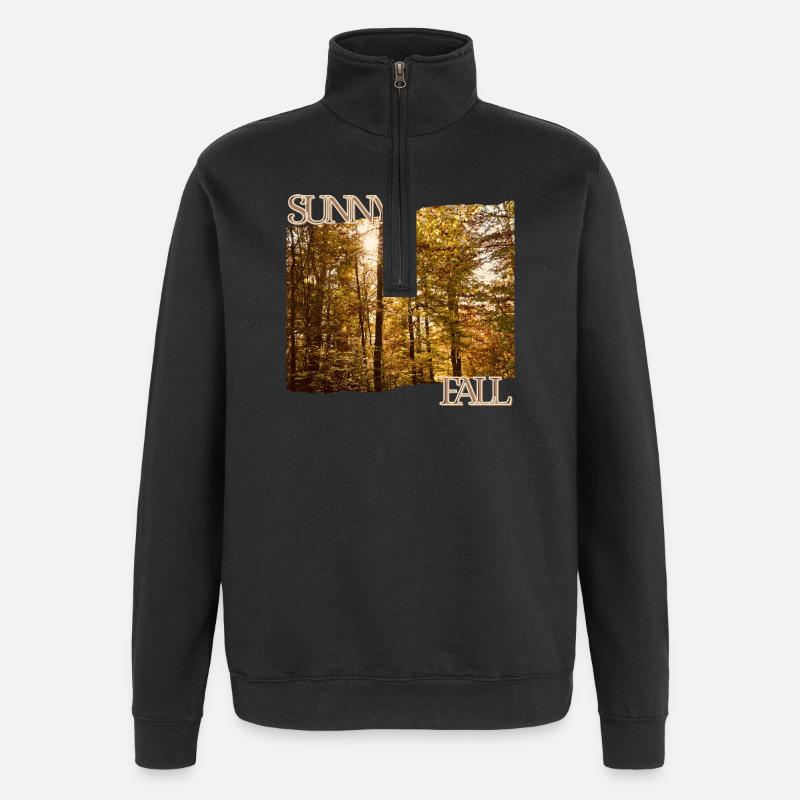 Sunny Fall - Herbstsonne im Wald - Quarter-Zip-Sweatshirt - Schwarz