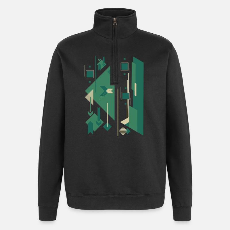 Figure gomtrique abstraite - Sweat à zip 1/4 - noir