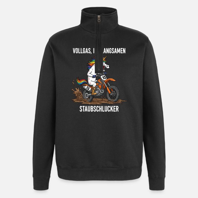 Einhorn-Motocross - Quarter-Zip-Sweatshirt - Schwarz