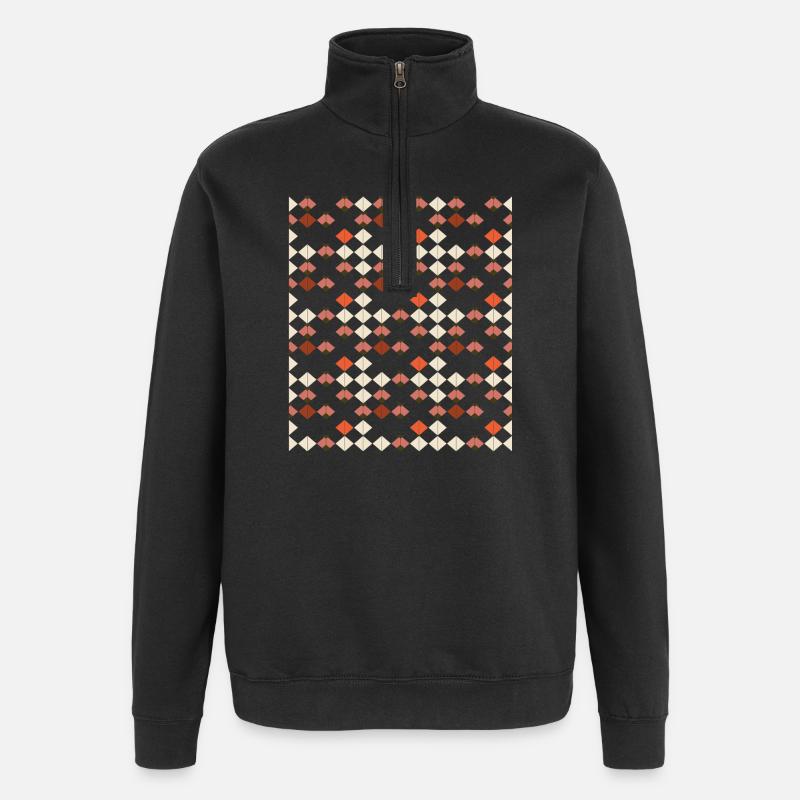 Geometric Diamond Quilt Pattern - Quarter-Zip Sweatshirt - black