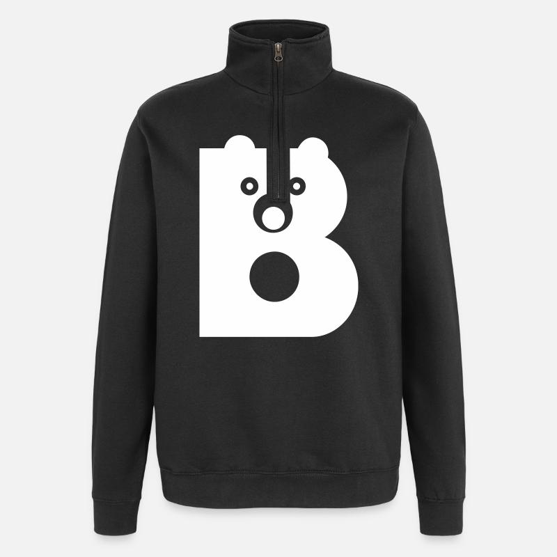 B Lettre blanc Vecteur - Sweat à zip 1/4 - noir