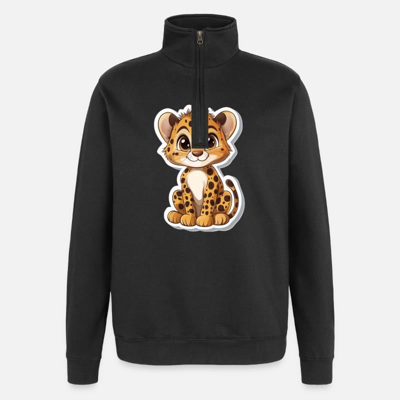 Süsser Gepard - Quarter-Zip-Sweatshirt - Schwarz