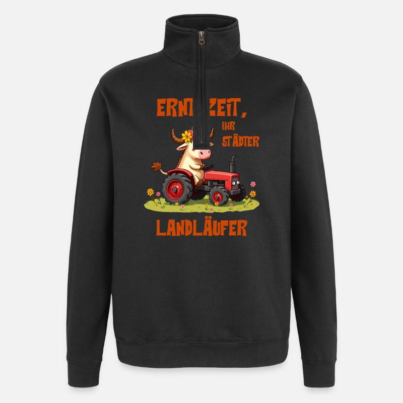 Erntezeit Landläufer - Quarter-Zip-Sweatshirt - Schwarz
