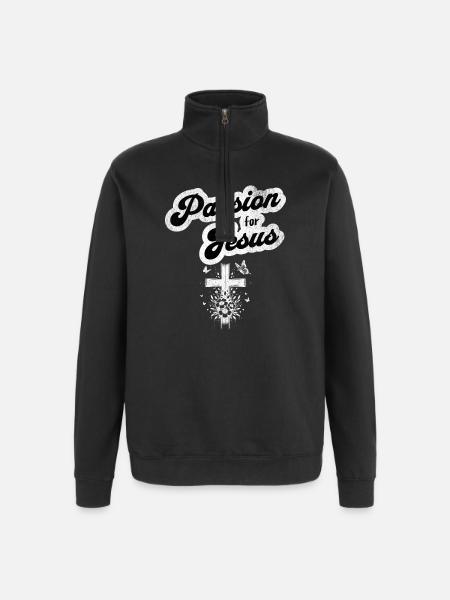 Passion for Jesus Christian motif - Quarter-Zip Sweatshirt - black