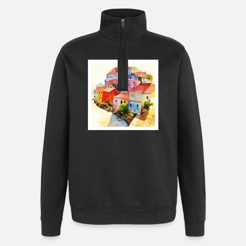 Optical Illusion - Abstract Art - Quarter-Zip Sweatshirt - black