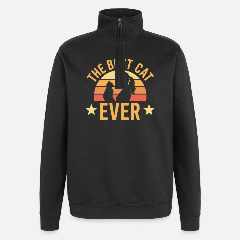 Best Cat Ever Sunset Silhouette - Quarter-Zip Sweatshirt - black