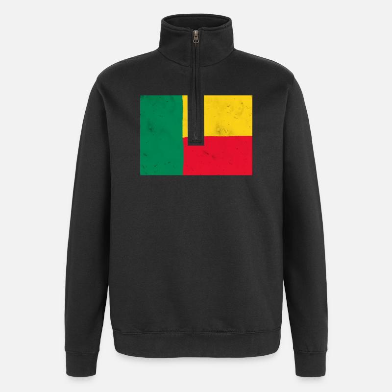 Flagge von Benin - Quarter-Zip-Sweatshirt - Schwarz