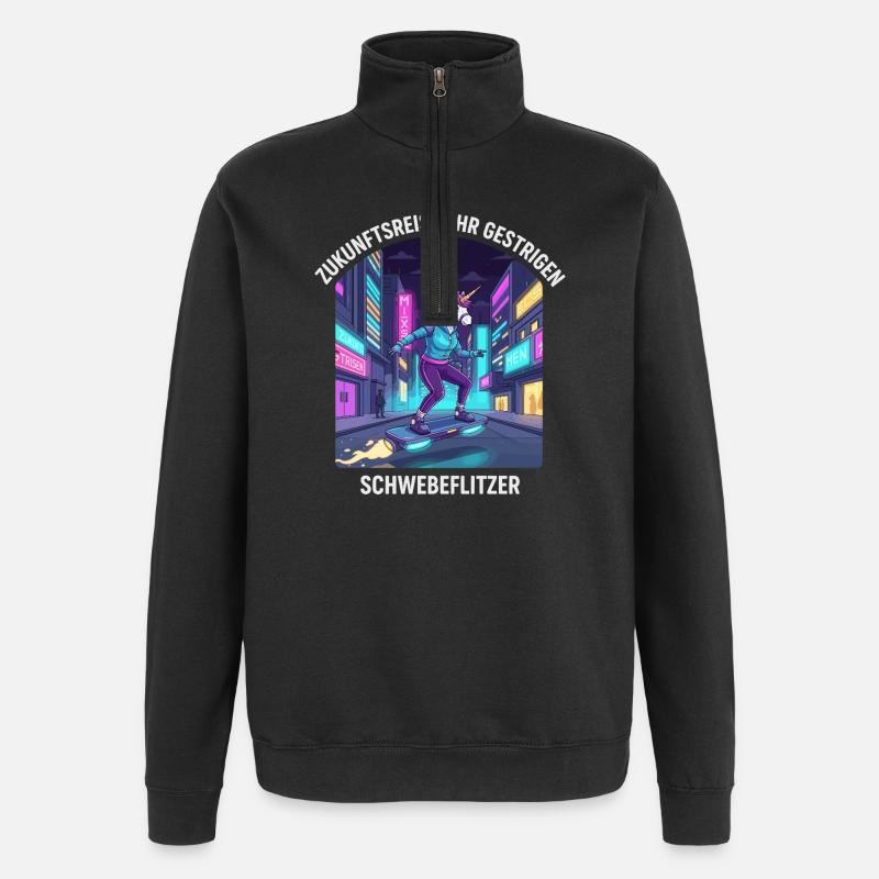 Zukunftseinhorn - Quarter-Zip-Sweatshirt - Schwarz