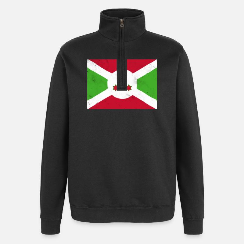 Drapeau du Burundi - Sweat à zip 1/4 - noir