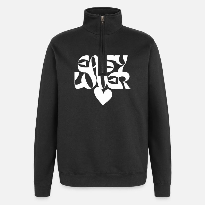 Liebe Herz Abstrakte Typografie - Quarter-Zip-Sweatshirt - Schwarz