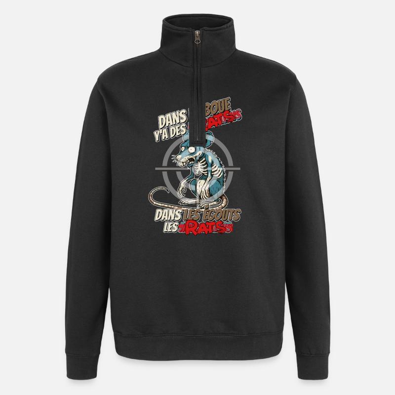 Marseillais Rats - Sweat à zip 1/4 - noir