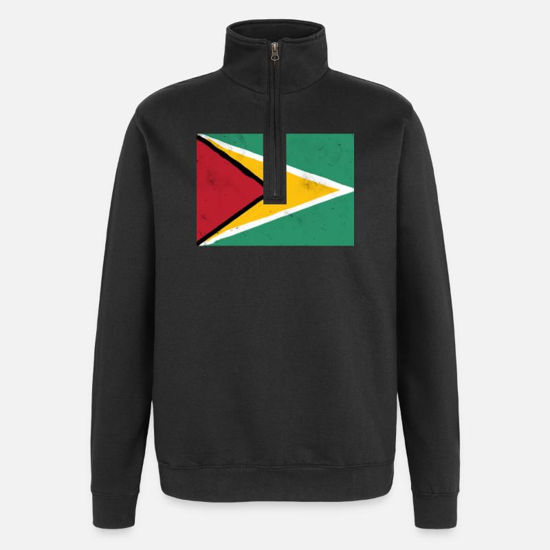 Drapeau du Guyana – Énergie dynamique - Sweat à zip 1/4 - noir