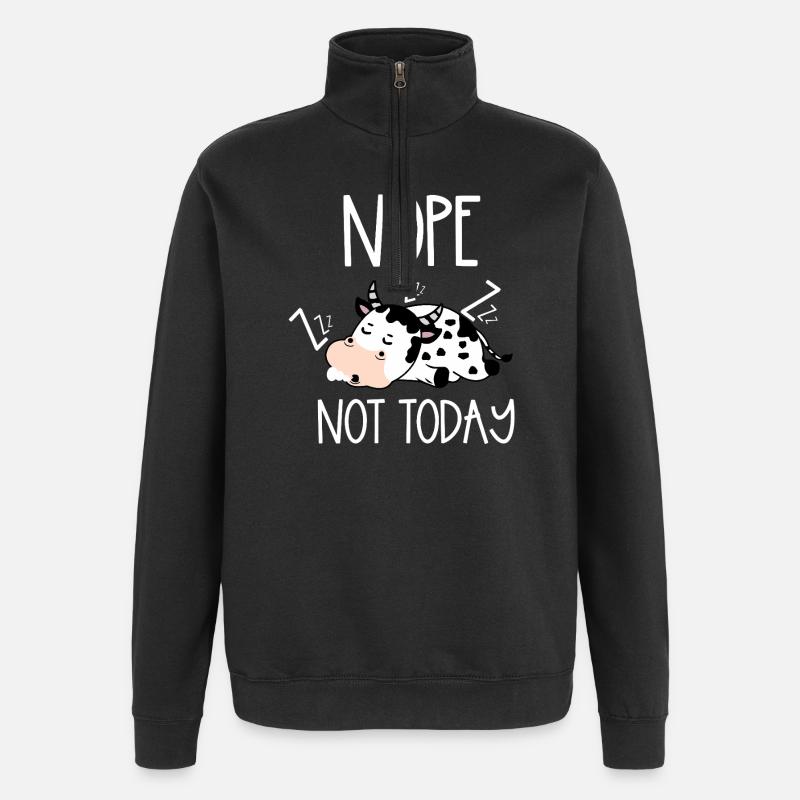 Nope not today cow - Quarter-Zip Sweatshirt - black
