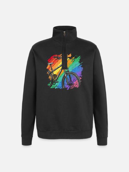 Vibrant Bicycle Art Print - Quarter-Zip Sweatshirt - black