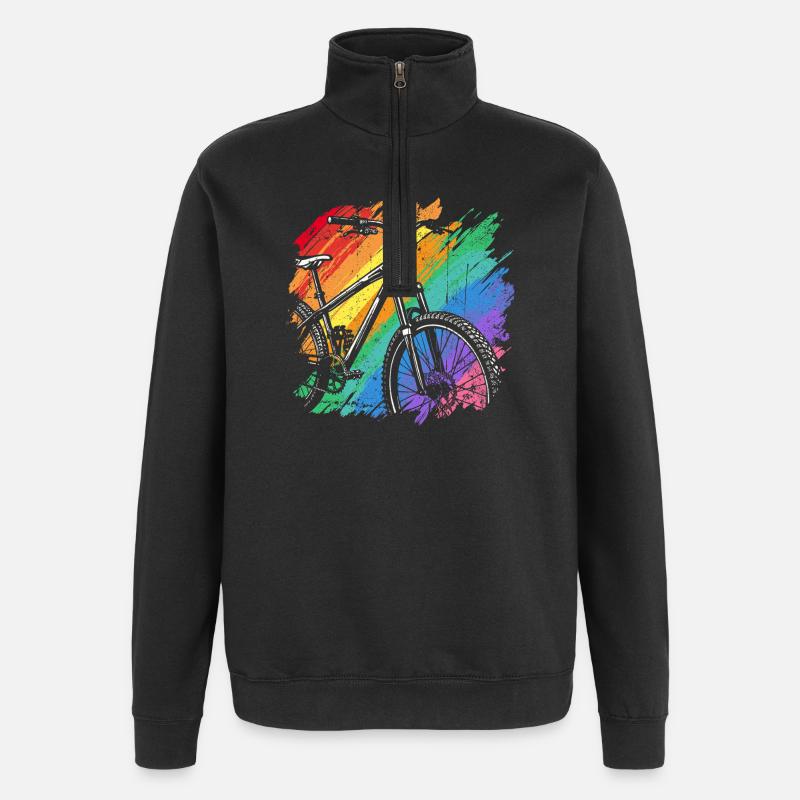 Impression d’art de vélo vibrant - Sweat à zip 1/4 - noir