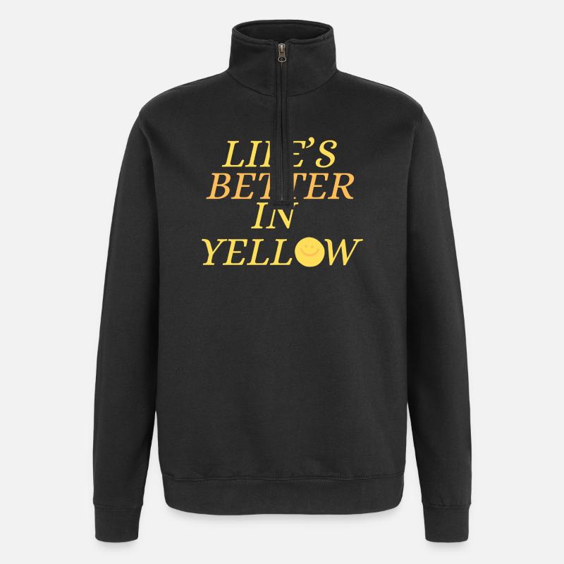Life's better in yellow Design - Quarter-Zip Sweatshirt - black