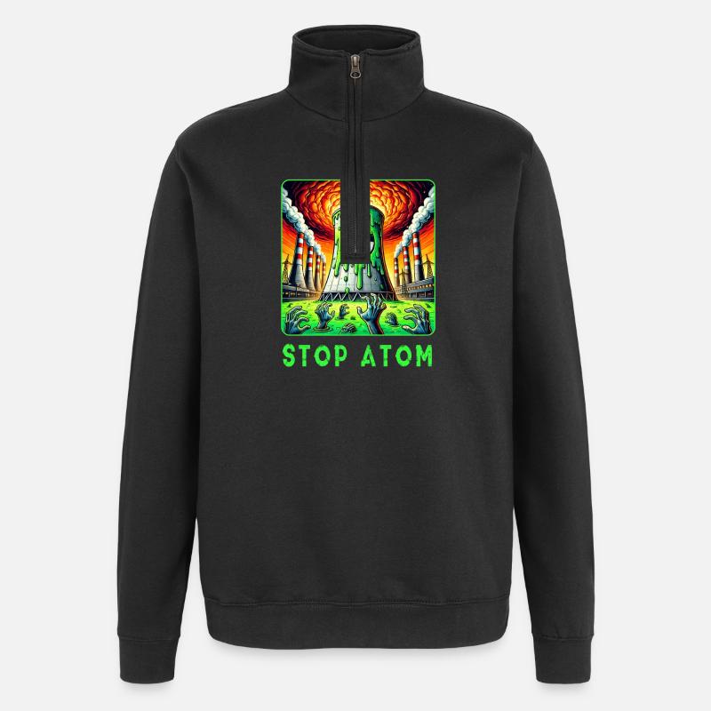 Stop Atom – Radioaktiver - Quarter-Zip-Sweatshirt - Schwarz