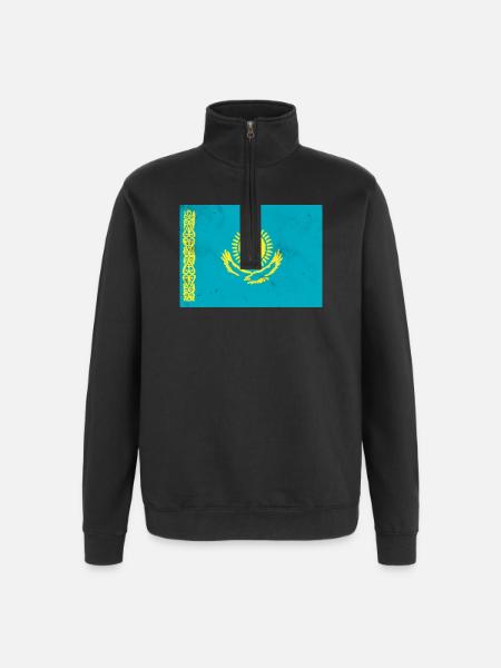 Flag of Kazakhstan - Quarter-Zip Sweatshirt - black