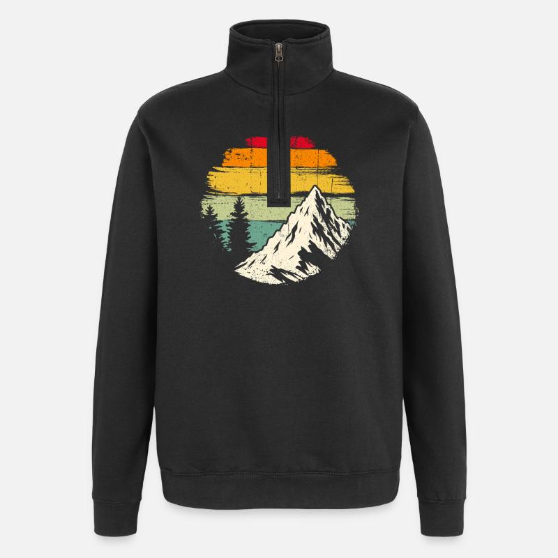Retro Sunset Ridge Mountain - Quarter-Zip Sweatshirt - black