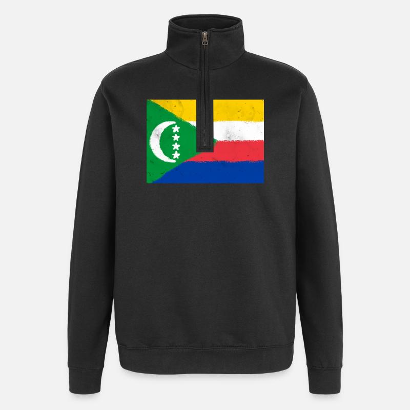 Drapeau des Comores - Sweat à zip 1/4 - noir