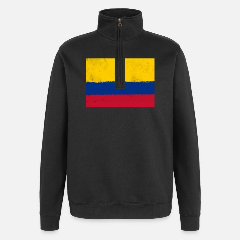 Drapeau de la Colombie - Sweat à zip 1/4 - noir