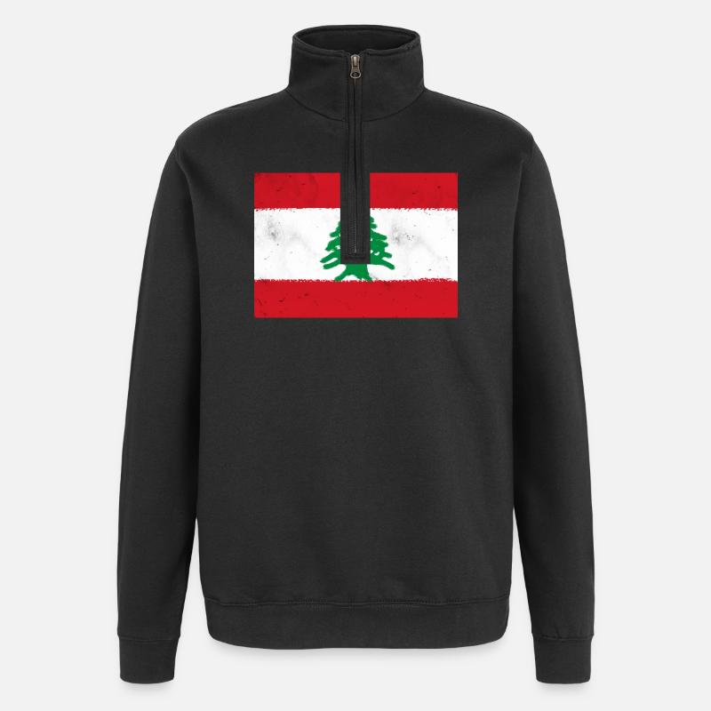 Drapeau du Liban - Sweat à zip 1/4 - noir
