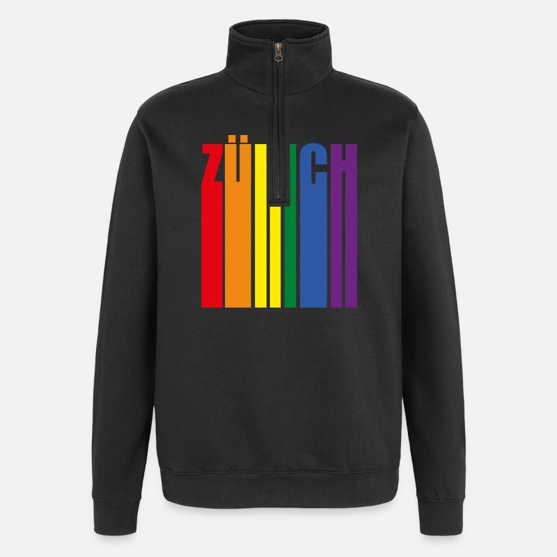 Zurich Rainbow Pride LGBT - Sweat à zip 1/4 - noir