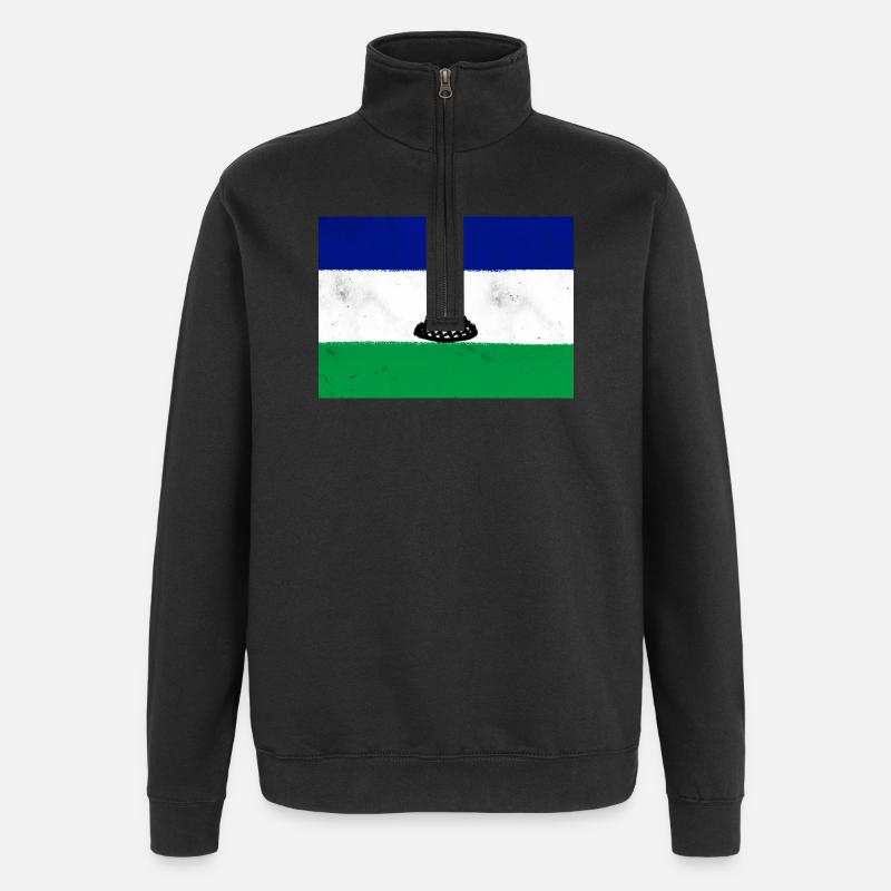 Drapeau du Lesotho - Sweat à zip 1/4 - noir