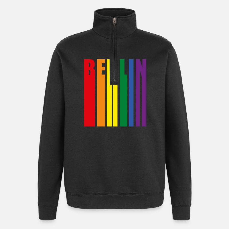 Berlin Regenbogen Pride Geschenk - Quarter-Zip-Sweatshirt - Schwarz