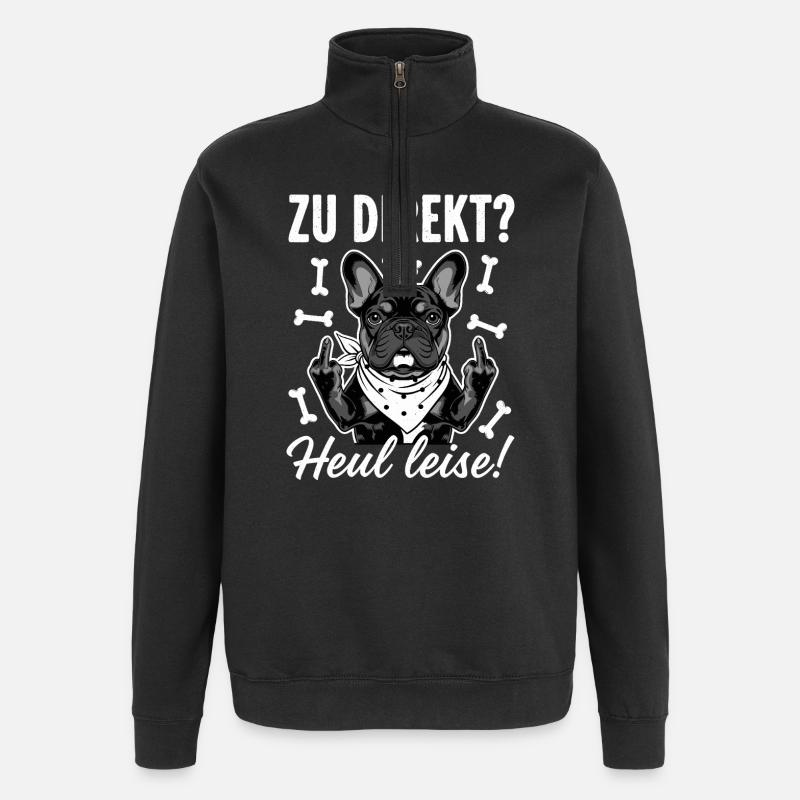 Bouledogue français cool - Sweat à zip 1/4 - noir