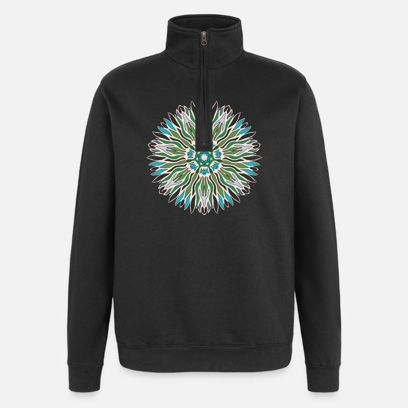 Mandala de la mer - Sweat à zip 1/4 - noir
