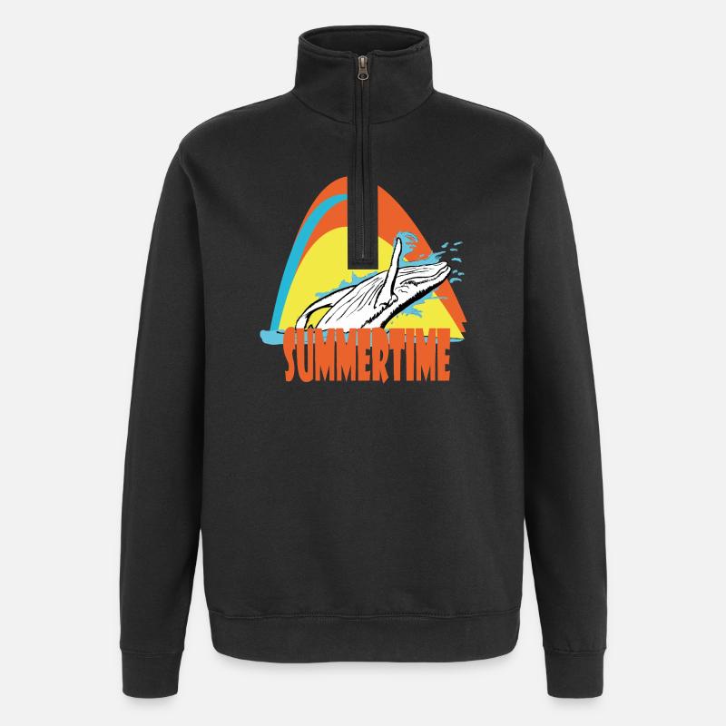 Buckelwal - Quarter-Zip-Sweatshirt - Schwarz