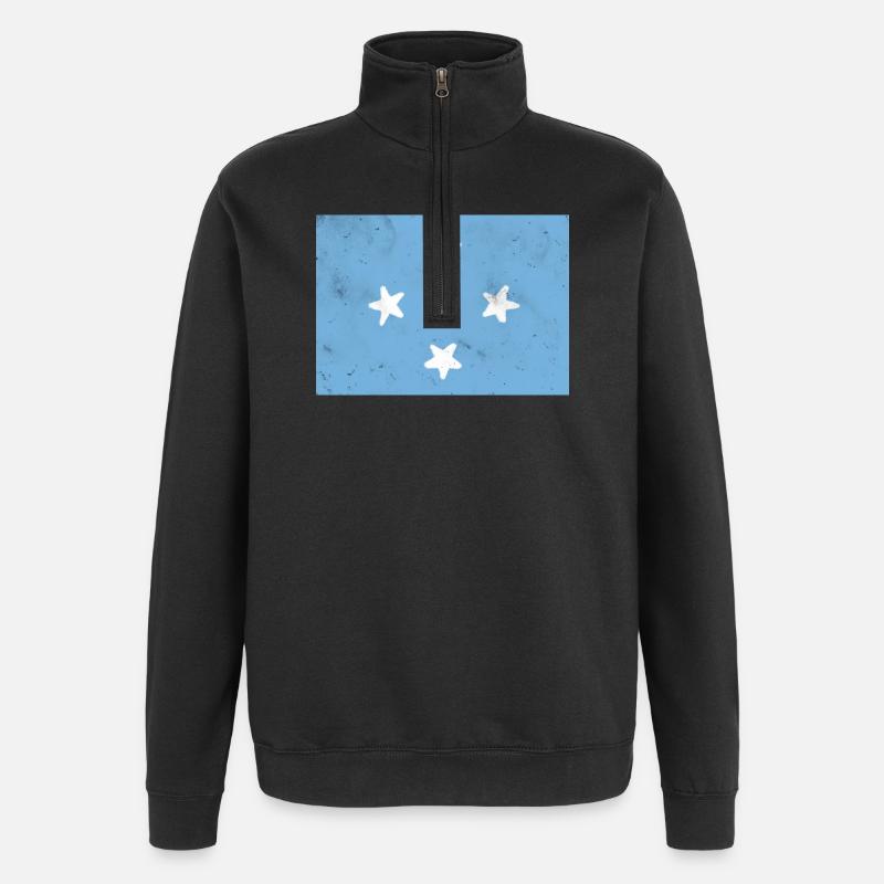Flagge von Mikronesien - Quarter-Zip-Sweatshirt - Schwarz