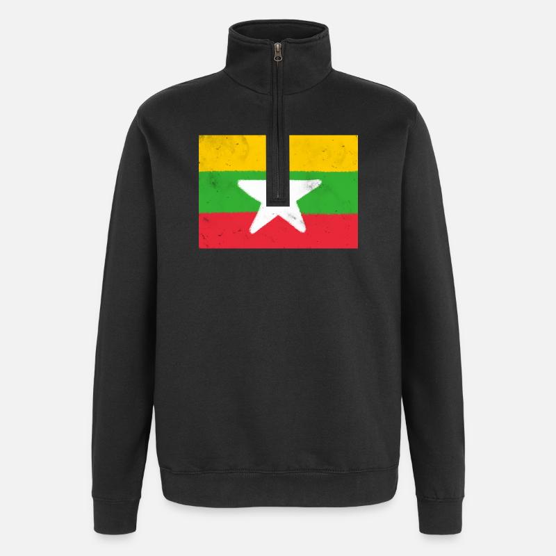 Drapeau du Myanmar - Sweat à zip 1/4 - noir