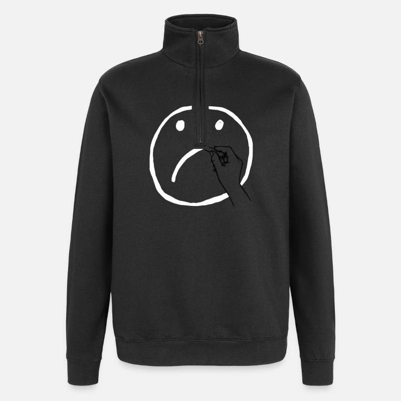 Sad face - Quarter-Zip Sweatshirt - black