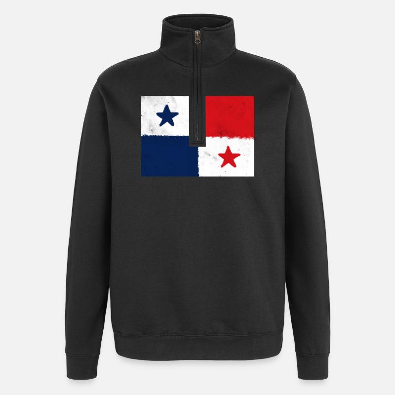 Flagge von Panama - Quarter-Zip-Sweatshirt - Schwarz
