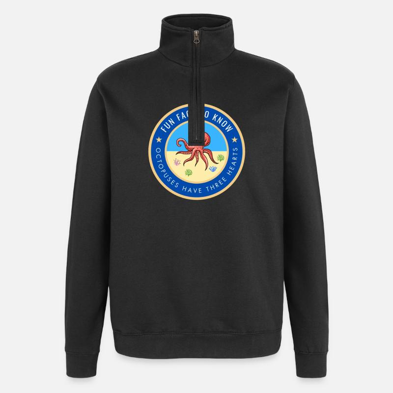 Octopuses have three hearts - Quarter-Zip Sweatshirt - black