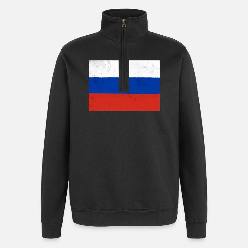 Drapeau de la Russie - Sweat à zip 1/4 - noir