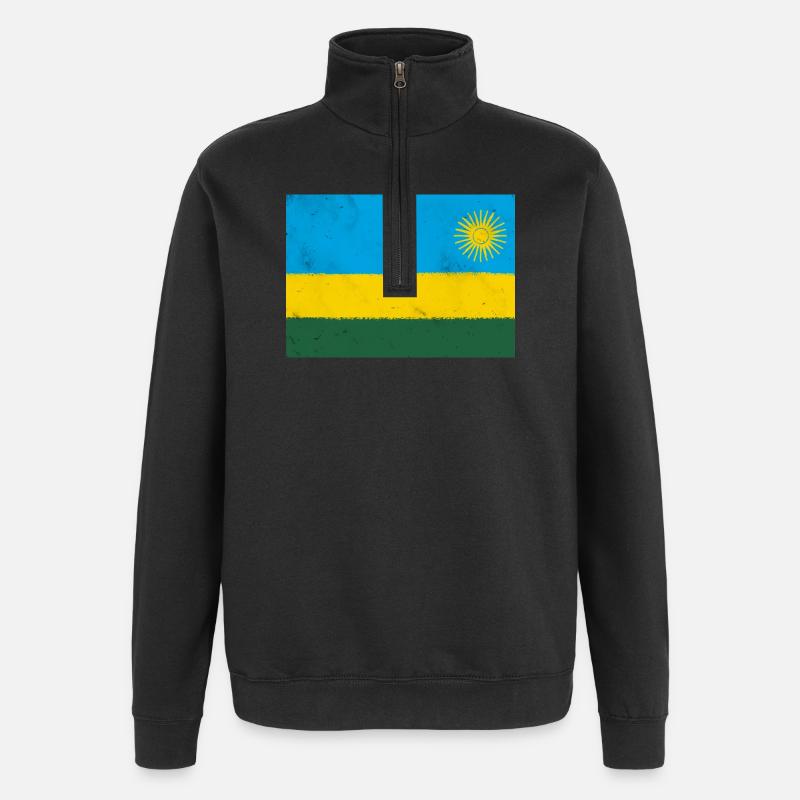 Flagge von Ruanda - Quarter-Zip-Sweatshirt - Schwarz