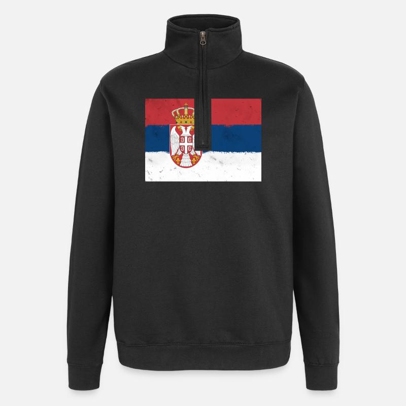 Drapeau de la Serbie - Sweat à zip 1/4 - noir
