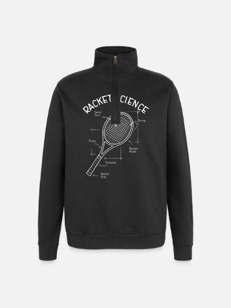 Tennis Racket Design Racket Science fun - Quarter-Zip Sweatshirt - black
