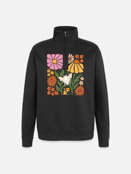 Sweet Blossom Bee - Quarter-Zip Sweatshirt - black