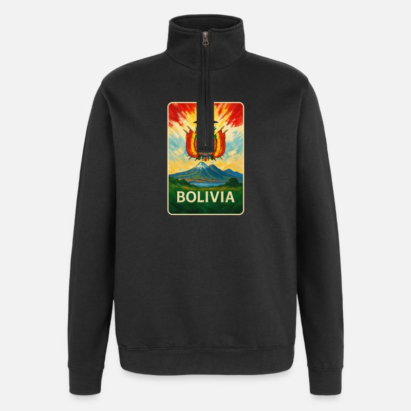 Bolivia Flags Landscape Design - Quarter-Zip Sweatshirt - black