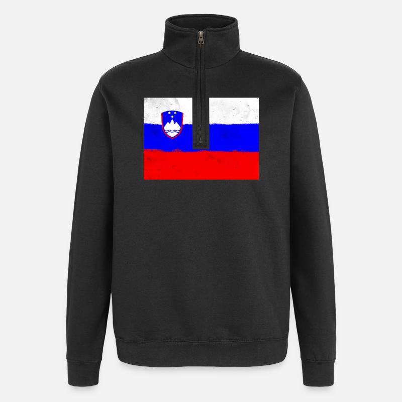 Flagge von Slowenien - Quarter-Zip-Sweatshirt - Schwarz