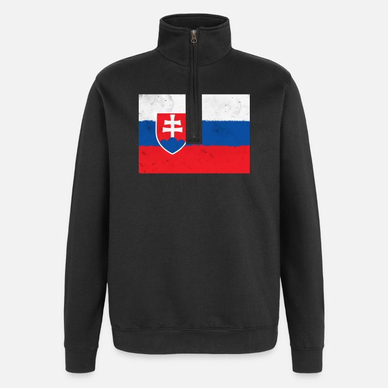 Flagge der Slowakei - Quarter-Zip-Sweatshirt - Schwarz
