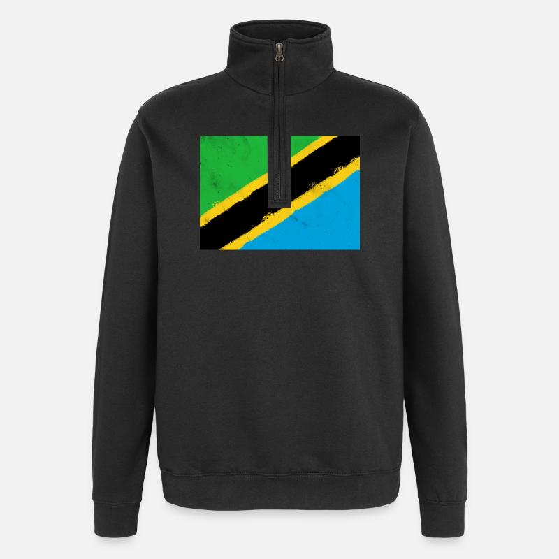 Drapeau de la Tanzanie - Sweat à zip 1/4 - noir