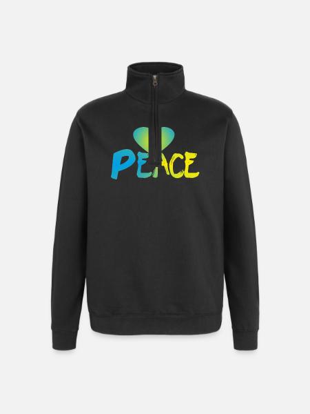 Peace Herz Frieden Friedenszeichen - Quarter-Zip-Sweatshirt - Schwarz